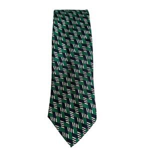 Vintage Echo Green Geometric Pattern Repp Tie 100% Silk